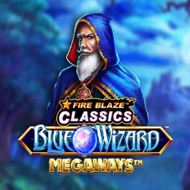 Fire Blaze Blue Wizard Megaways by Rarestone Gaming, showcased at megawaysslots.net – game logo